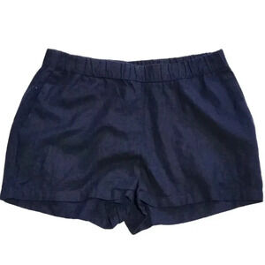 Vero Moda Linen/Viscose Shorts Size Large Navy Blue Elastic Waist Pull On